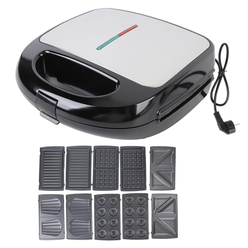 6 in 1 Waffelhersteller, Sandwichhersteller mit abnehmbaren Tellern Donut Maker Machine Multi Breakfast Walnut Cookie Maker für gegrilltes Käse, Toast, Brot von WOHPNLE