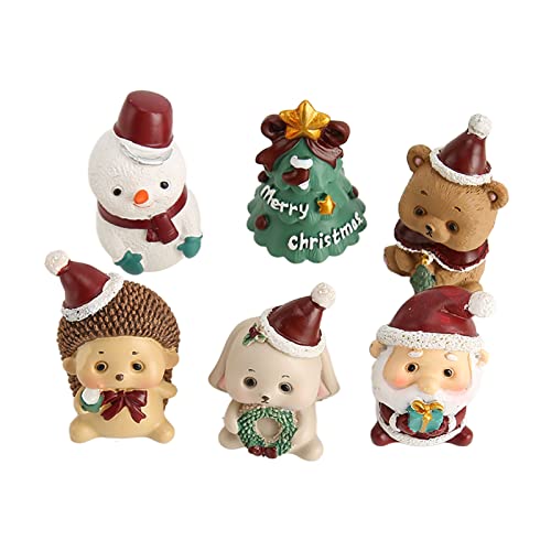 6pcs Weihnachtsminiaturfiguren, Harz niedliche Figuren für Handwerk Weihnachten Miniatur -Ornamente für Weihnachten Goodie Bag Füllstoffe Winter Neujahr Urlaubsfeier Gefälligkeiten von WOHPNLE