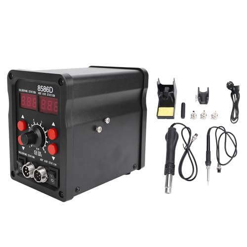 Digitale Heißluft-Nacharbeit Station, Löt Station 2 in 1 Heißluft-Nacharbeit Station mit Lötkolben PID Temp-Steuer-Speicher Funktion und ESD-Schutz von WOHPNLE