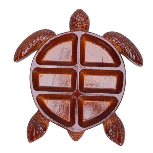 Food Serving Tably, einzigartiges wiederverwendbares Holz -Servierschale mit geteilten Abschnitten Wurststab und Snack -Servierschale für Nüsse, Käse und Obst (Turtle) von WOHPNLE