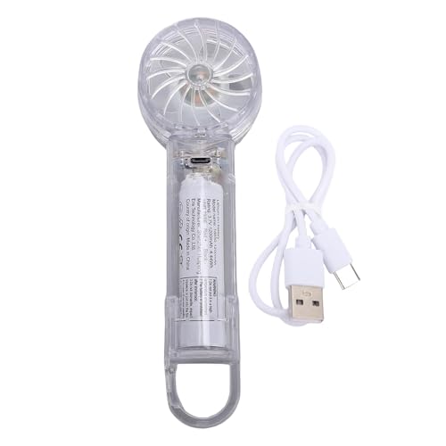 Handventilator, kompakter transparenter tragbarer Mini-Ventilator mit 3-Gang-Kühlung, wiederaufladbarer USB-Akku, Handventilator für den Außenbereich für unterwegs und im Büro (Transparent Color) Handventilator, kompakter transparenter tragbarer Mini-Ventilator mit 3-Gang-Kühlung, wiederaufladbarer USB-Akku, Handventilator für den Außenbereich für unterwegs und im Büro (Transparent Color) von WOHPNLE