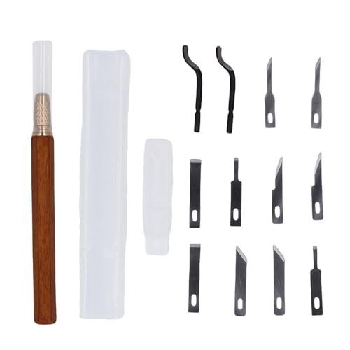Holzschnitzmesser -Kit, Holzschnitzwerkzeuge Set Handschnitzschneider Set Manuelles Holzgriff detailliertes Schnitzschneider mit 10 Klingen für Modellpapier von WOHPNLE