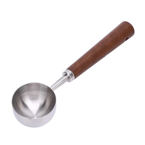 Kaffee-Messlöffel, 304 Edelstahl-Kaffee-Schaufel mit langem Holzgriff kleiner Präzisions löffel für Kaffee-Tee-Back küche (Kleiner Größe Silber) (Großer Silber) von WOHPNLE