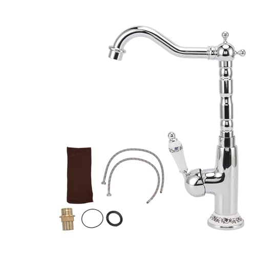 Messing Badezimmer Wasserhahn, Wasserhahn Retro europäischer Style Messing Elektroplieren mit langer Biegeschlauch Heißer Kaltmixer -Becken Wasserhahn für Zuhause Messing Badezimmer Wasserhahn, Wasserhahn Retro europäischer Style Messing Elektroplieren mit langer Biegeschlauch Heißer Kaltmixer -Becken Wasserhahn für Zuhause von WOHPNLE