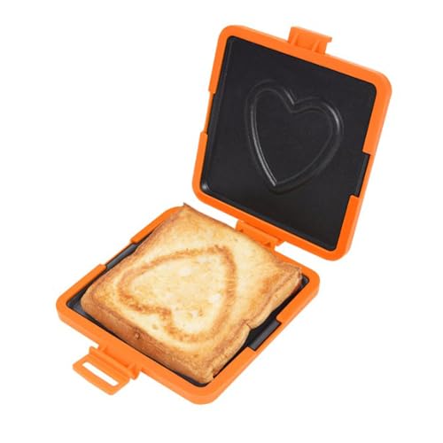 Microwave Toaster, Versatile Microwave Sandwich Maker with Heart Pattern Non Electric Panini Grill Tray for Quick Breakfast & Snacks, 3 Colors (Orange) von WOHPNLE