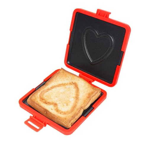Microwave Toaster, Versatile Microwave Sandwich Maker with Heart Pattern Non Electric Panini Grill Tray for Quick Breakfast & Snacks, 3 Colors (Red (1.0mm Thickness)) von WOHPNLE