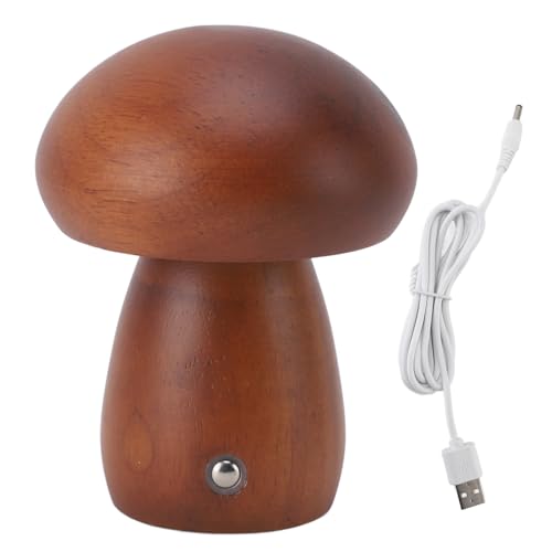 Pilzlampe Für Schlafzimmer, LED-Akku-Nachttisch-Touch-Lampe, Tragbare Dimmbare Tischlampe Mit USB-Aufladung Für Schlafzimmer-Nachttisch(Walnussfarbe) von WOHPNLE