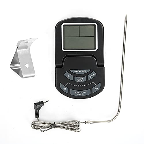 Digital Küchenthermometer, Lebensmittelthermometer mit Langer Sonde, Programmierbares Bratenthermometer Mit Timer für Heimküche Backen,Grill, Wasser von WOHPNLE