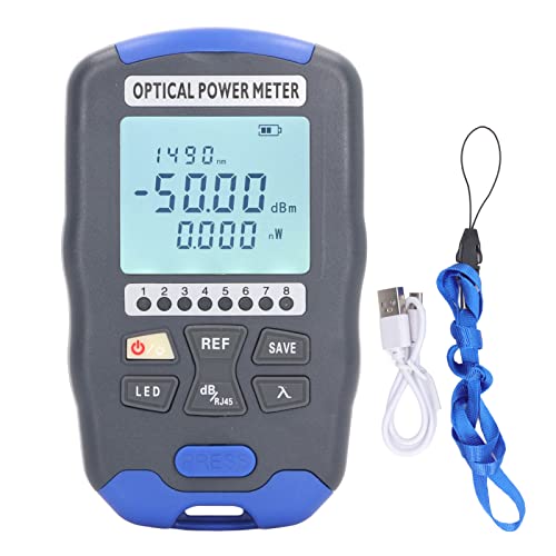 Rechargeable LED Optical Power Meter, 3 in 1 Fiber Tester 10 Wavelengths (850 to 1650 nm) with SC FC ST Adapters Quick Calibration and 40H Battery Life von WOHPNLE