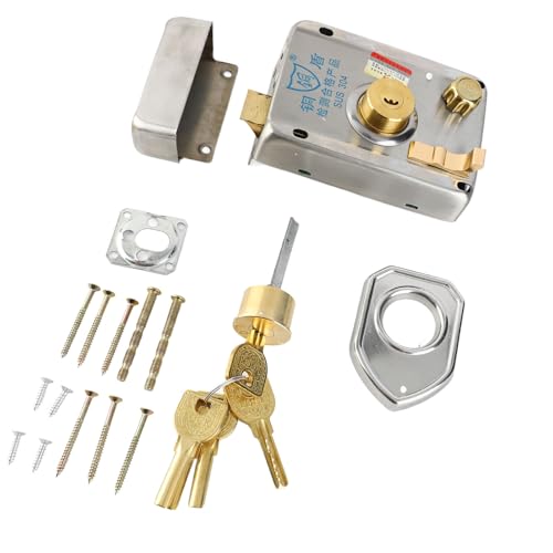 Rim Lock Set with Brass Key, Vintage Type Stainless Steel Vertical Keyway Cylinder Deadbolt Universal Internal Knob Type Deadlock Set for House Doors, Offices, Gates Rim Lock Set with Brass Key, Vintage Type Stainless Steel Vertical Keyway Cylinder Deadbolt Universal Internal Knob Type Deadlock Set for House Doors, Offices, Gates von WOHPNLE