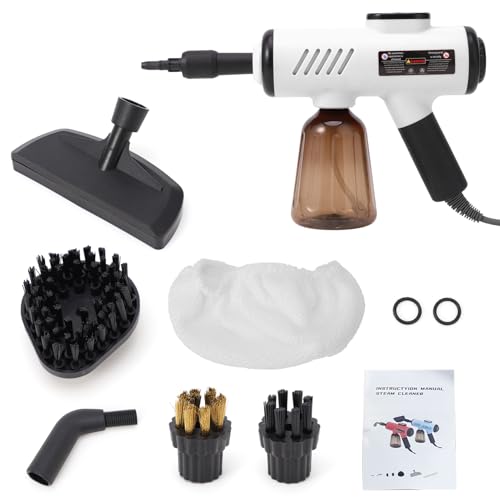 Steam Cleaner for Home, Handheld Portable Steam Cleaner High Pressure Steamer with 3 Temperature Settings Digital Display for Kitchen, Bathroom, Car Cleaning (White EU Plug 220V) von WOHPNLE