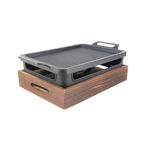 Tabletop Hibachi Grill, tragbarer Holzkohlegrill mit Stick -Proof -Holzbasis für das Camping zu Hause und den Grillen im Freien, BBQ. von WOHPNLE