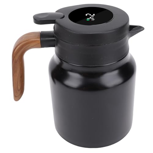 Thermalkaffee Carafe 1000 ml, Edelstahl -Isolierkaffeekessel mit Tee -Infusseure und Leckfischkaraffe mit Temperaturausstellung für Kaffee, Tee, heiße Getränke (Matte Black) von WOHPNLE