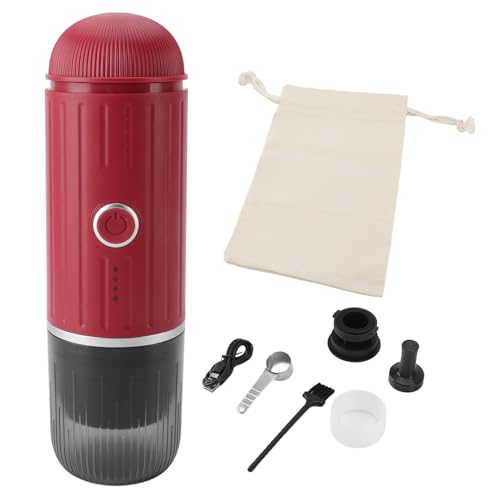 Tragbare Espressomaschinen, Selbstheizungskaffeemaschine Automatische Extraktion kleine USB -Kaffeemaschinen für Autocamping -Reise -RV -Wanderbüro (Rot) von WOHPNLE