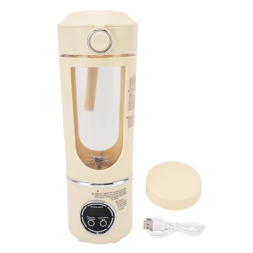 Tragbarer Mixer 700 ml, wiederaufladbarer Mini -Juicer -Cup mit 12 Klingen 7,4 V Mächtiger Juice Cup Mixer für Fitnessstudio, Zuhause, Büro, Sport, Outdoor (Weiß) (Beige) von WOHPNLE