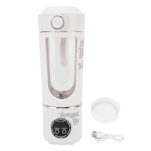 Tragbarer Mixer 700 ml, wiederaufladbarer Mini -Juicer -Cup mit 12 Klingen 7,4 V Mächtiger Juice Cup Mixer für Fitnessstudio, Zuhause, Büro, Sport, Outdoor (Weiß) von WOHPNLE