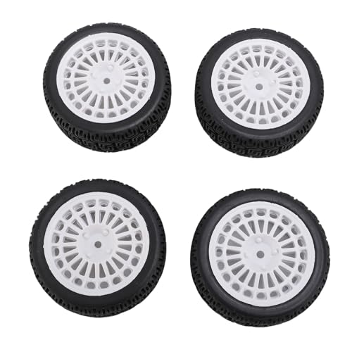 WOHPNLE 4PCS RC Rallye Autoreifen, Kunststoff Felgen Ersatz für TT01 Xv02 Robustes 70mm RC Auto Labyrinth Radfelge Schwarz (Weiß) von WOHPNLE