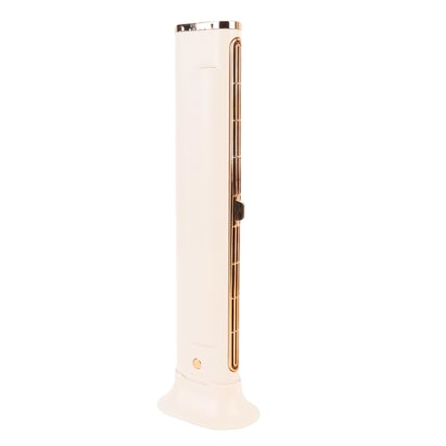 WOHPNLE Bladeless Tower Fan for Bedroom, USB Rechargeable Standing Fan Space Saving Air Conditioner with Powerful Wind for Home or Office Use (Off White) von WOHPNLE