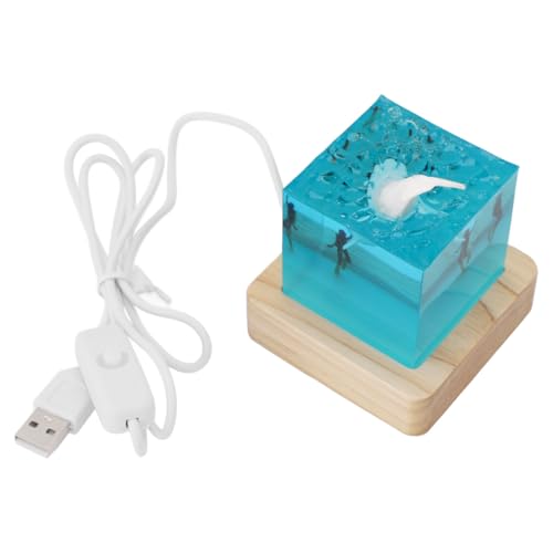 WOHPNLE Handgefertigte weiße Wal -Taucher -Nachtleuchte -Ornament, Tiefsee thematische USB -Tischlampe für Schlafzimmer Büroauto kreative Marine Ambiente Nacht Licht von WOHPNLE