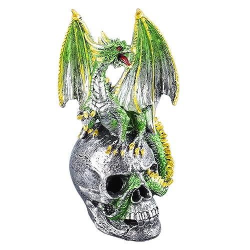 WOHPNLE Harz Drachen Ornament, Halloween Dragon Ornament mit leuchtendem Effekt Dragon Garden Figur für Garten, Rasen, Teich oder Innenhälfte Halloween Dekor (Skeletosaurus farbenfroh) von WOHPNLE
