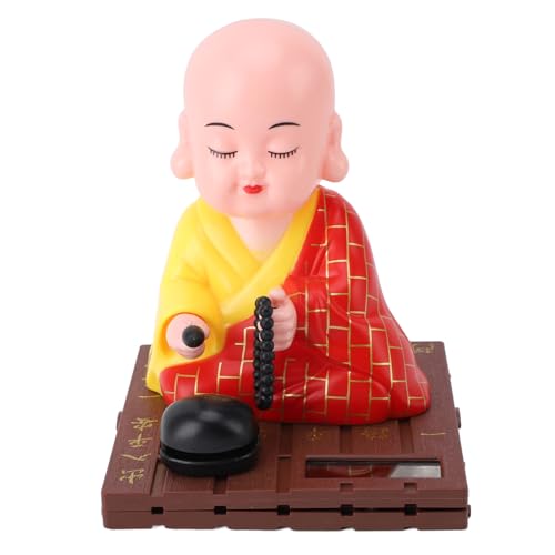 Solar Buddha Statue, Mönchsfigur Solar Tanzen Spielzeug, Auto Armaturenbrett Dekoration, Kleines Mönchsspielzeug Schüttelt Den Kopf und Klopft Auf Eine Holztrommel für Zuhause, Büro, Dekoration, Rot Solar Buddha Statue, Mönchsfigur Solar Tanzen Spielzeug, Auto Armaturenbrett Dekoration, Kleines Mönchsspielzeug Schüttelt Den Kopf und Klopft Auf Eine Holztrommel für Zuhause, Büro, Dekoration, Rot von WOHPNLE