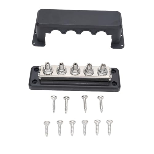 WOHPNLE Leistungsverteilungsblock, hoher Strom M10 5-Stud 600A Bus-Block Block Block-Leistungsverteilungsanterminal Block für Automobil-RV-Boots-DC-Systeme (Schwarz) von WOHPNLE