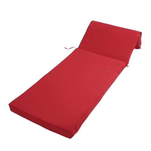 WOHPNLE Outdoor Chaise Lounge Cushion, Patio Lounger Cushion Thick Padded Weatherproof Polyester Cushion with Secure Straps for Deck Poolside Lawn Beach Lounger (Maroon) von WOHPNLE