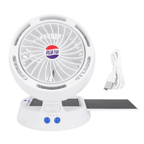 WOHPNLE Solarlüfter, faltbare tragbare Solar -Camping -Lüfter mit LED -Licht 4 Windgeschwindigkeiten 3 Helligkeitsniveaus Verstellbarer Winkel für Außenreisen von WOHPNLE