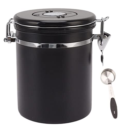 Stainless Steel Coffee Bean Sealed Tank, 1.8L Exhaust Valve Coffee Storage Tank and Airtight Coffee Bean Storage Container with Date Tracker for Espresso Bar Accessories (1.8L) von WOHPNLE
