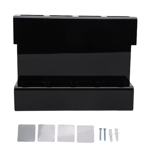 WOHPNLE Strohhalter der Wandmontage mit Klebstoffbodenabwässerung, wandmontierter Acrylschrank Strohabwässerungsdesign 4 Fächer Speicherorganisator für Wiederverwendbare Strohhalme und (Black) von WOHPNLE