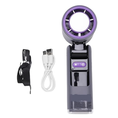 WOHPNLE Tragbarer Handheld -Lüfter mit Eiskühler, faltbarer persönlicher Lüfter 100 Geschwindigkeit wiederaufladbarer tragbarer Kühler mit LED -Display für Reisen nach Hause im Freien (grau) von WOHPNLE
