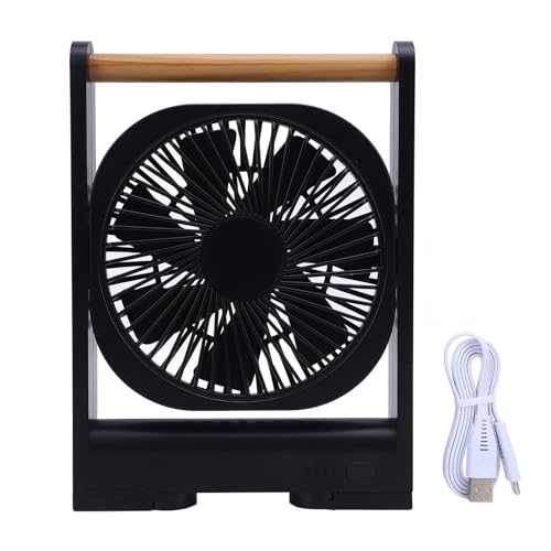 WOHPNLE Tragbarer Mini-Tischventilator, wiederaufladbarer, ultraleiser kleiner Ventilator mit magnetischem Griff, persönlicher Reiseventilator mit 4 einstellbaren Geschwindigkeiten für (Schwarz) von WOHPNLE