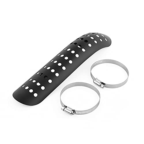 WOHPNLE Universal Motorcycle Heat Shield, Curved Exhaust Pipe Cover with Hole Style Curved Pattern for 50 70mm Pipes (Black) von WOHPNLE