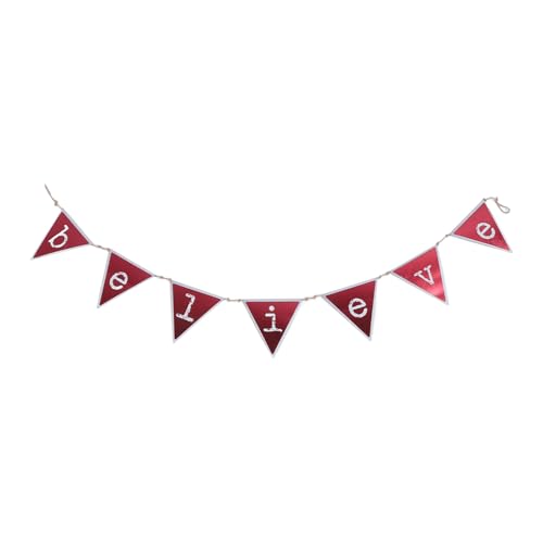 Weihnachten Pennant Banner, Metal Iron Rustic Inspired Believe Triangle Bunting Flag Xmas Dekoration für Geburtstags Kamin Party Feiertagsbedarf von WOHPNLE