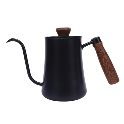 Wohpnle 600 ml Edelstahl -Kaffeekanne, Kaffeetropfentopf mit schmaler langer Ausgabem Handtropfen Tee Topf für Heimküche, Restaurant, Cafégeschäft geeignet (White) (Black) von WOHPNLE