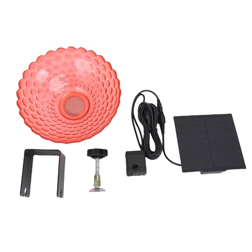 Wohpnle Solar Bird Bad, Deck Vogelbad mit verstellbarem Klemmdeck montiertes Metallvogelbad Bubbler für Terrasse Gartendekoration (Rot) von WOHPNLE