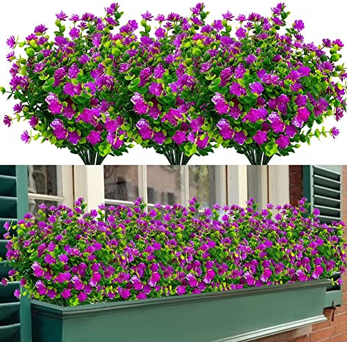 WOIRROIP 6 Bündel Künstliche Blumen im Freien, UV-beständig, im Freien, künstliche Pflanzen Blume in großen Mengen zum Aufhängen von Pflanzgefäßen, draußen, Veranda, Vase, Zuhause von WOIRROIP