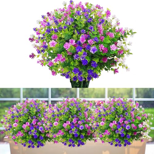 WOIRROIP 6 Bündel Künstliche Blumen im Freien, UV-beständig, im Freien, künstliche Pflanzen Blume in großen Mengen zum Aufhängen von Pflanzgefäßen, draußen, Veranda, Vase, Zuhause, Fensterdekoration von WOIRROIP
