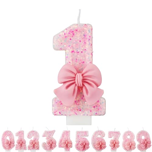 Geburtstagskerzen Zahlen 1,Rosa Schmetterling Geburtstagskerzen,Kerzen Geburtstag Zahl 1 Kuchen Tortendeko Geburtstag Kuchendeko, Geburtstagskerzen für Geburtstagsdeko，Kerze Nummer 1 von WOIRROIP