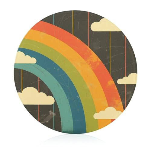 Schneidebretter Für Die Küche Schneidebrettmatte Für Fleisch Und Gemüse Rainbow Stripes Clouds Print von WOJFASSS
