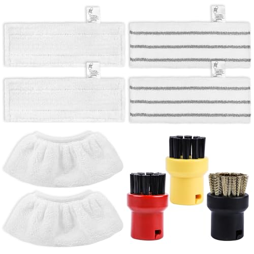 WOKEEPOW 9 Stück Mikrofaser-Tuchset, Zubehör Kompatibel für Kärcher Dampfreiniger Easyfix SC2 SC3 SC4 SC5(2 Mikrofaser Bodentücher + 2 Schleiftüch + 2 Handdüsentüch + 3 Rundbürsten) von WOKEEPOW