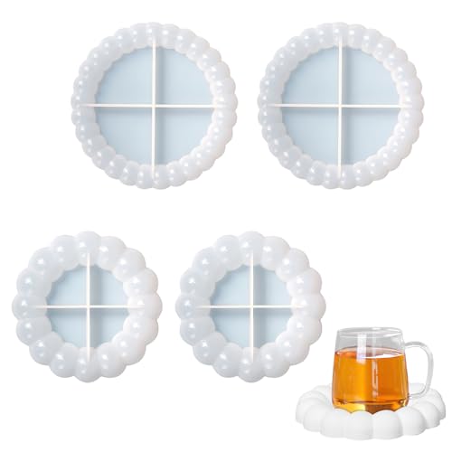 4er-Pack Silikonform Untersetzer Tabletts Schalen -Bubble Epoxidharz Formen Untersetzer Silikonformen Schale für Resin Jesmonite und Keraflott Ideal für DIY Deko & Geschenke Oster Schmuckteller von WOKICOR