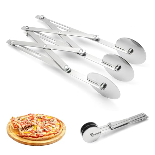 7 Räder Edelstahl Pizzaschneider, Teigschneider mit 7 Rad, Verstellbarer Pizzaschneide, Pizzaschneider Edelstahl Teigschneider Rad Teigschneider Gebäckschneider Werkzeug für Pizza, Kuchen (7 Räder) von WOKICOR
