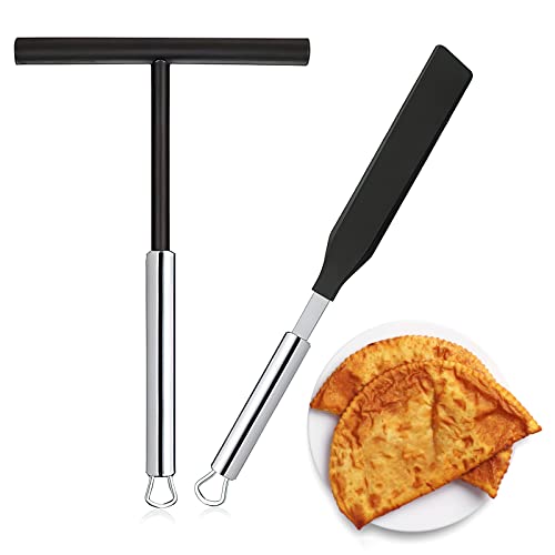 Crêpe Verteiler, T-Förmiger Maker Crepes Pfannenwender Set Zubehör Crepes Wender Spatel Edelstahl Kunststoff Teigverteiler für Crepes Pancake Maker Zuhause Küche Backen Kochen Backwerkzeuge von WOKICOR