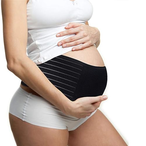 Bauchgurt Schwangerschaft Verstellbarer Umstandsbauchgurt Bauchgürtel und Rückenstütze für Schwangerschaft Leicht und Atmungsaktiv für Sport-Bump Support Band Maternity Belt(Schwarz, One Size) von WOKICOR