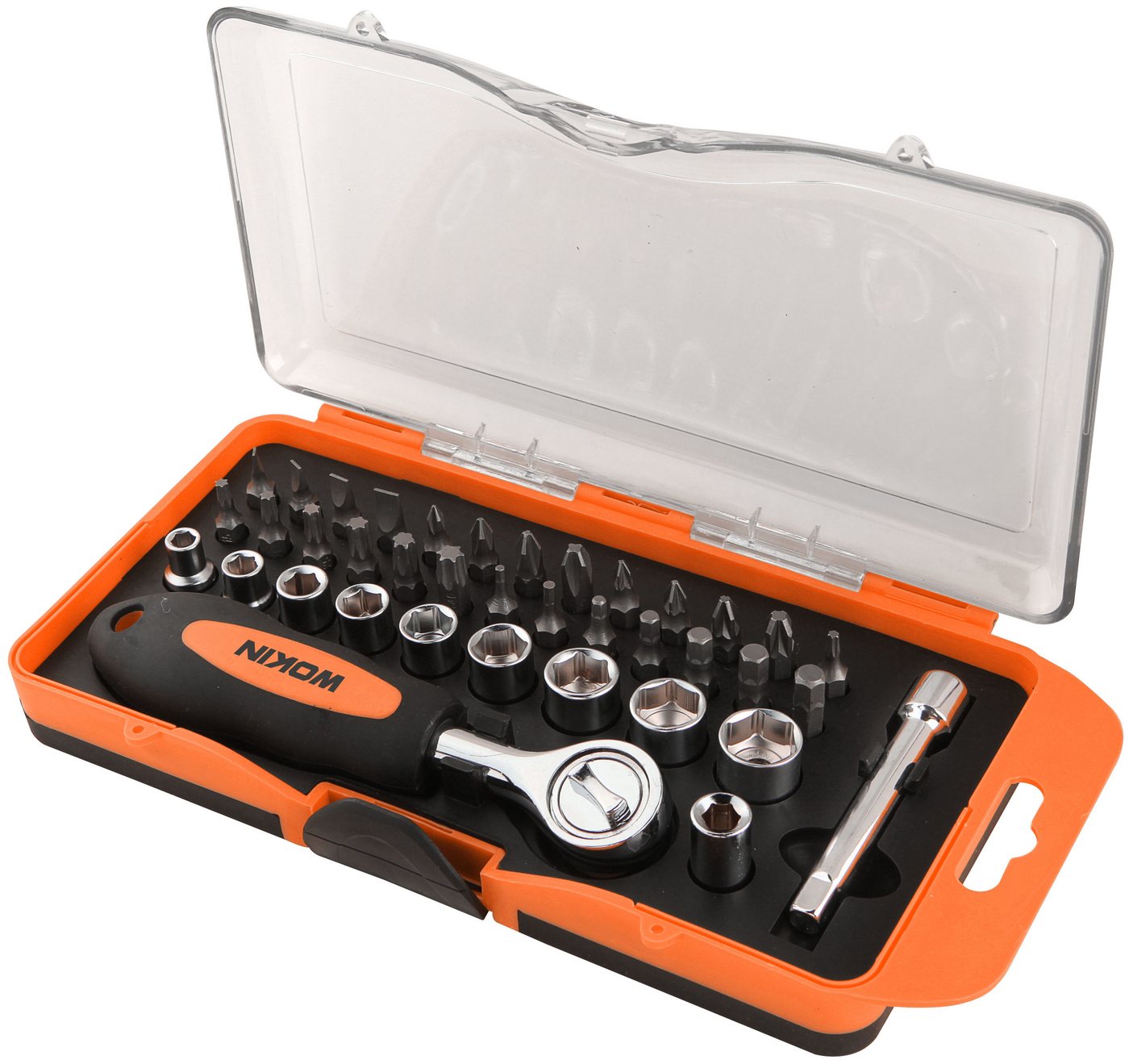 WOKIN Bit-Schraubendreher Steckschlüssel Bit Set 38-tlg Umschaltknarre magnetisch, (38 St) von WOKIN