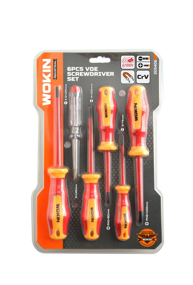 WOKIN Elektro-Schraubendreher Elektriker VDE Schraubendreher Set 6-tlg Elektro Schraubenzieher 1000V, (6-tlg) von WOKIN
