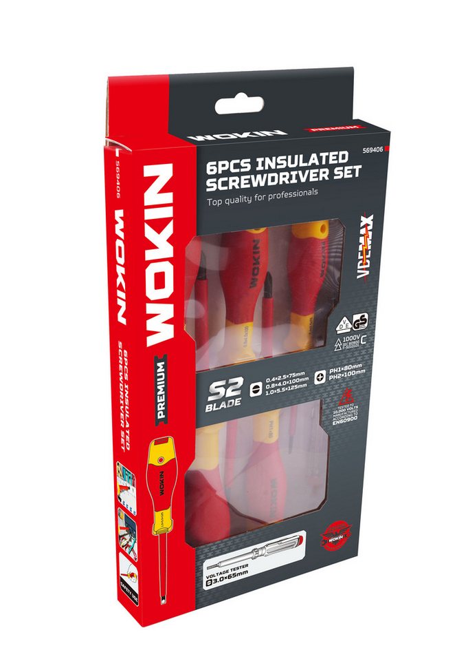 WOKIN Elektro-Schraubendreher Set 6-tlg Elektriker VDE Elektro Schraubenzieher, (6-tlg) von WOKIN