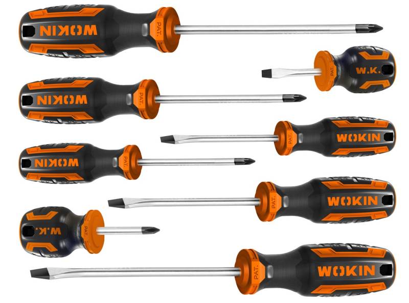 WOKIN Schraubendreher WOKIN Schraubenzieher 8-tlg Schraubendreher Schlitz Kreuzschlitz CrV, (8 St) von WOKIN