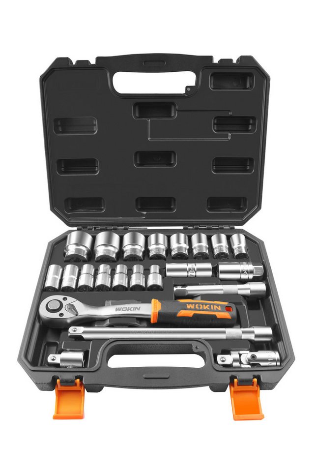 WOKIN Steckschlüssel Satz Umschaltknarre Nusssätze Set 22-tlg 1/2 Zoll Cr-V KFZ (22 St) von WOKIN